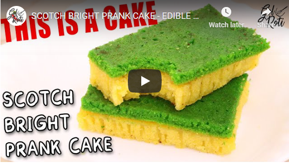 SCOTCH BRIGHT PRANK CAKE - EDIBLE WASHING SPONGE CAKE - Gol Roti