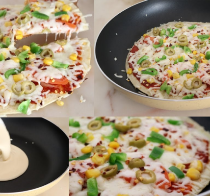 PIZZA PANCAKE IN 10 MINUTES - NO BAKE - Trying recipe by Sariya - Gol Roti